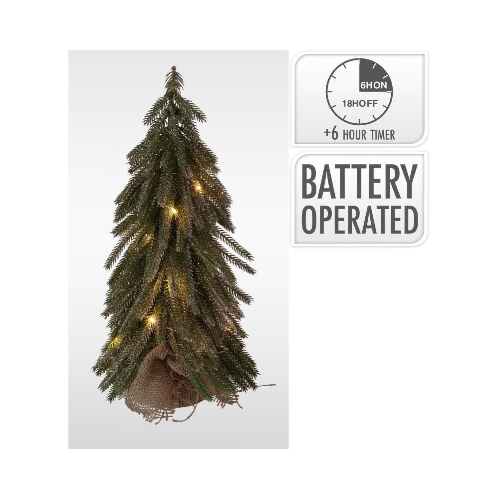 ALBERO NATALE BASE LEGNO 20 LED H.35